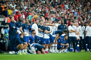 Istanbul, Turkey - August 14, 2019: Chelsea  Football player during the UEFA Super Cup Finals match between Liverpool and Chelsea at Vodafone Park in Vodafone Arena, Turkey