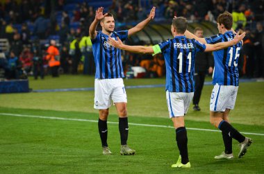 KHARKIV, UKRAINE - December 11, 2019: Football player during the UEFA Champions League match between Shakhtar vs Atalanta Bergamasca Calcio BC (Italy), Ukraine