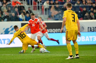 SAINT-PETERSBURG, RUSSIA - November 16, 2019: Thomas Vermaelen player during UEFA EURO 2020 qualifying match between national team Russia against Belgium national team, Russia