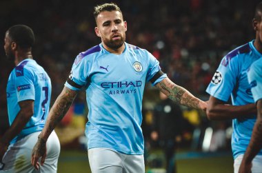 KHARKIV, UKRAINE - September 18, 2019: Nicolas Otamendi celebrate goal scored during the UEFA Champions League match between Shakhtar Donetsk vs Manchester City (England), Ukraine
