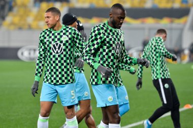 Lviv, Ukrayna - 28 Kasım 2019: Josuha Guilavogui Uefa Avrupa Ligi karşılaşması sırasında Alexandria - Wolfsburg (Almanya), Ukrayna