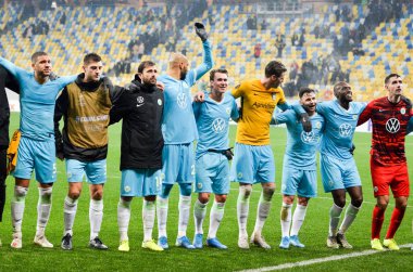 Lviv, Ukrayna - 28 Kasım 2019: Alexandria (Ukrayna) ile Wolfsburg (Almanya), Ukrayna arasındaki Uefa Avrupa Ligi karşılaşmasında kazandığı zaferden sonra Wolfsburg oyuncusu