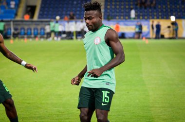 DNIPRO, UKRAINE - September 10, 2019:  Moses Simon player during the friendly match between national team Ukraine against Nigeria national team, Ukraine