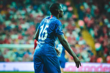 Istanbul, Turkey - August 14, 2019: Kurt Zouma player during the UEFA Super Cup Finals match between Liverpool and Chelsea at Vodafone Park in Vodafone Arena, Turkey