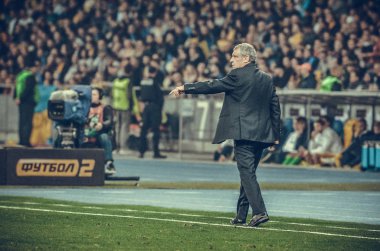 Kyiv, Ukrayna - 14 Ekim 2019: Fernando Santos Uefa Euro 2020 ön eleme karşılaşmasında milli takım Ukrayna ile Portekiz milli takımı Ukrayna arasında oynanan karşılaşma