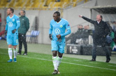 Lviv, Ukrayna - 28 Kasım 2019: Uefa Avrupa Ligi karşılaşmasında Jerome Roussillon oyuncusu Alexandria (Ukrayna) - Wolfsburg (Almanya), Ukrayna