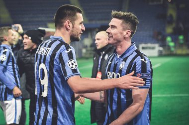 KHARKIV, UKRAINE - December 11, 2019: Berat Djimsiti player during the UEFA Champions League match between Shakhtar vs Atalanta Bergamasca Calcio BC (Italy), Ukraine