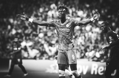 Istanbul, Turkey - August 14, 2019: Tammy Abraham during the UEFA Super Cup Finals match between Liverpool and Chelsea at Vodafone Park in Vodafone Arena, Turkey