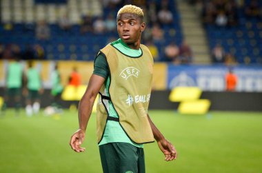 DNIPRO, UKRAINE - September 10, 2019: Victor Osimhen player during the friendly match between national team Ukraine against Nigeria national team, Ukraine