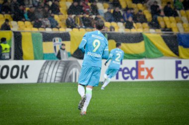 Lviv, Ukrayna - 28 Kasım 2019: Uefa Avrupa Ligi maçında Wout Weghorst oyuncusu Alexandria (Ukrayna) - Wolfsburg (Almanya), Ukrayna