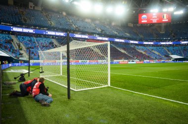 SAINT-PETERSBURG, RUSSIA - November 16, 2019: General view of the Gazprom Arena stadium with inside view during UEFA EURO 2020 qualifying match between national team Russia against Belgium, Russia