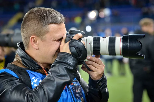 Kharkiv Ukraine September 2019 Journalists Photographers Camera Make Report Uefa — Zdjęcie stockowe