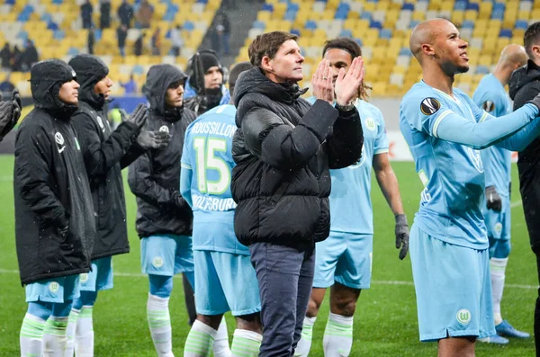 Lviv Ukraine November 2019 Wolfsburg Player Victory Uefa Europa League — Stock Photo, Image