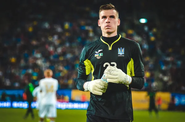 Dnipro Ukraine September 2019 Andrii Lunin Player Friendly Match National — 图库照片