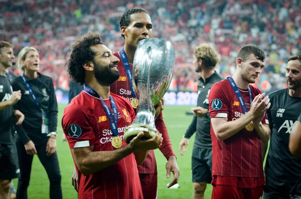 Istanbul Turkey August 2019 Mohamed Salah Celebrate Uefa Super Cup — Stock fotografie