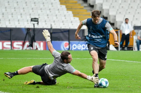 Istanbul Turkiet Augusti 2019 Liverpools Fotbollsträning Inför Uefa Super Cup — Stockfoto