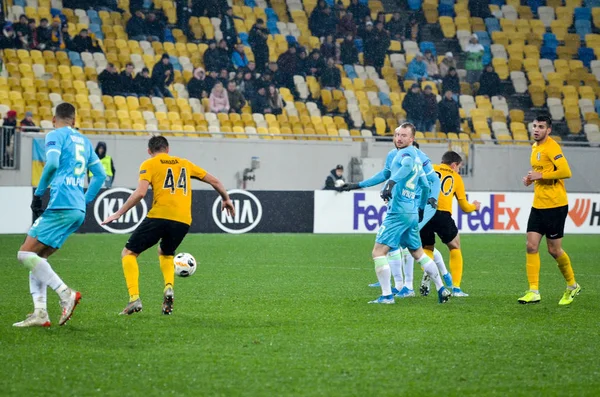 Liv ウクライナ 2019年11月28日 アレキサンドリア ウクライナ 対ヴォルフスブルク ドイツ ウクライナのUefaヨーロッパリーグ戦中のサッカー選手 — ストック写真