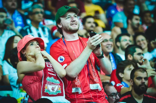 Istanbul Turkey August 2019 Liverpool Football Fans Spectators Uefa Super — 스톡 사진