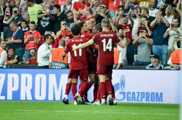 Istanbul Turkey August 2019 Liverpool Football Player Celebrate Goal Scored — Stockfoto