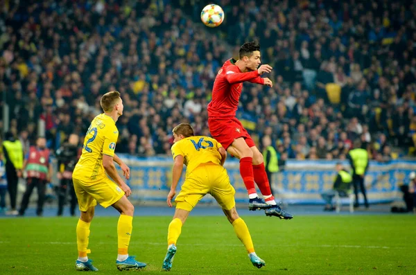 Kijów Ukraina Października 2019 Cristiano Ronaldo Zawodnik Podczas Meczu Kwalifikacyjnego — Zdjęcie stockowe