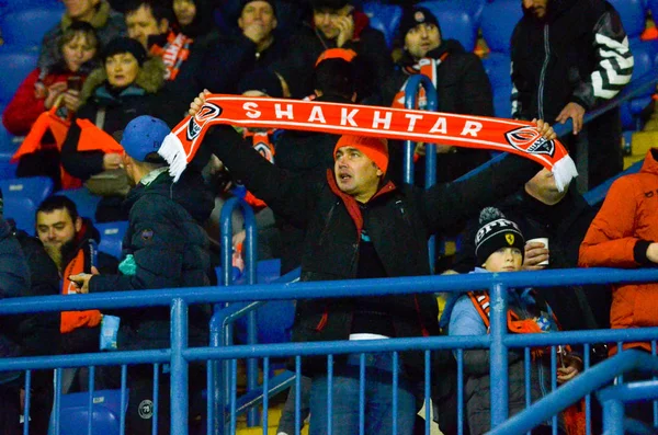 Kharkiv Ukrajna 2019 December Labdarúgó Szurkolók Uefa Bajnokok Ligája Shakhtar — Stock Fotó