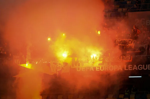 Lviv Ukraine November 2019 Ultras Centetien Fire Fighter Harness Lights — Φωτογραφία Αρχείου