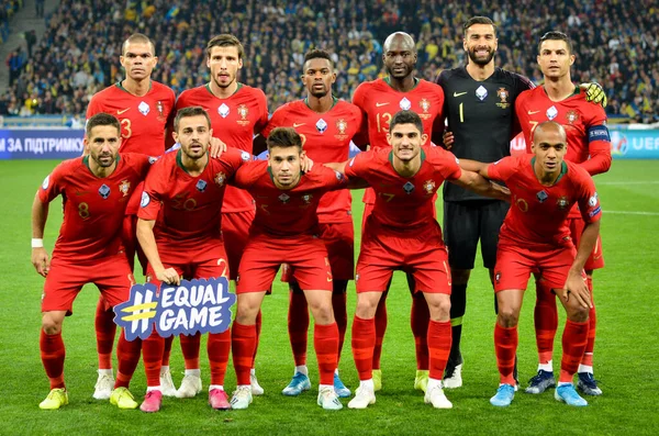 Kiew Ukraine Oktober 2019 Die Startaufstellung Der Portugiesischen Nationalmannschaft Während — Stockfoto