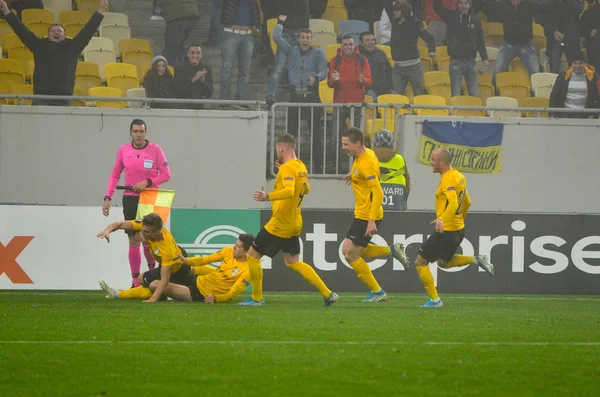 Lviv Ukraine Novembro 2019 Jogador Alexandria Comemora Gol Marcado Durante — Fotografia de Stock