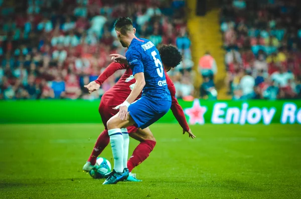 Istanbul Turkey August 2019 Jorginho Mohamed Salahduring Uefa Super Cup — Stock Fotó