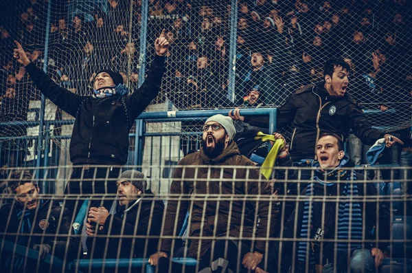 Kharkiv Ucraina Dicembre 2019 Tifosi Ultras Dell Atalanta Bergamasca Calcio — Foto Stock