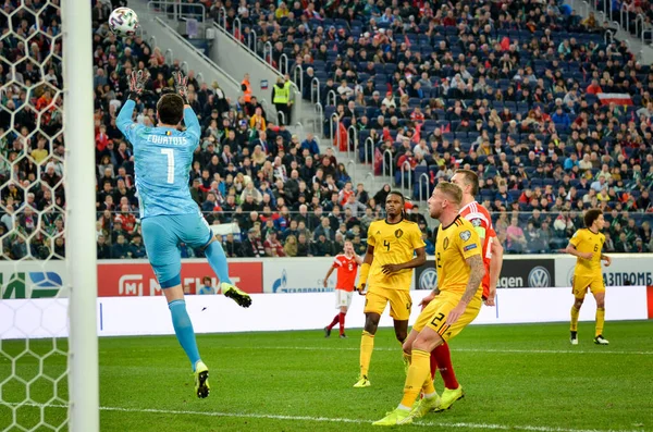 SAINT-PETERSBURG, RUSSIA - November 16, 2019: Thibaut Courtois during UEFA EURO 2020 qualifying match between national team Russia against Belgium national team, Russia