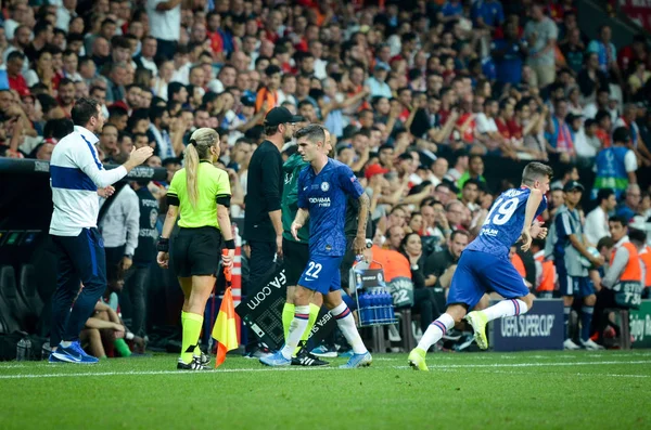 Istambul Turquia Agosto 2019 Christian Pulisic Mason Mount Durante Partida — Fotografia de Stock