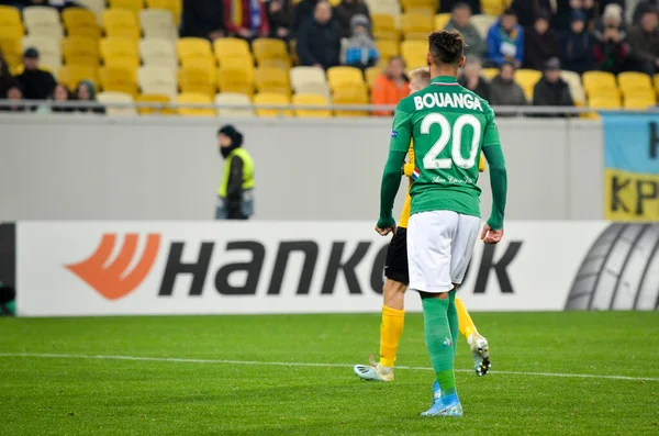 Lviv Ukraine Novembro 2019 Jogador Denis Bouanga Durante Jogo Uefa — Fotografia de Stock