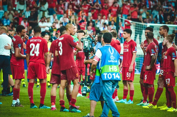 Istanbul Turkey August 2019 Liverpool Footballers Celebrate Victory Uefa Super — Stock fotografie