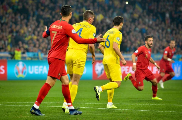 Kyiv Ukraine Outubro 2019 Jogador Cristiano Ronaldo Durante Jogo Qualificação — Fotografia de Stock