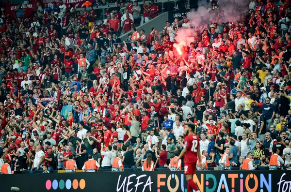 Istanbul Turchia Agosto 2019 Tifosi Calcio Spettatori Celebrano Gol Segnato — Foto Stock