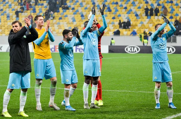 Lviv Ukraine Novembro 2019 Jogador Wolfsburg Após Vitória Durante Jogo — Fotografia de Stock