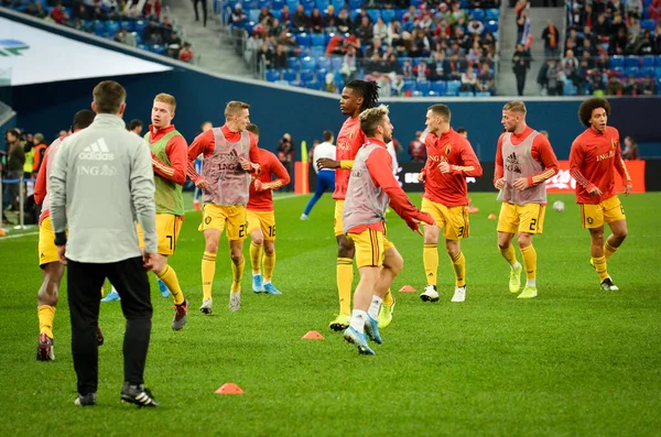 Saint Petersburg Rússia Novembro 2019 Sessão Treinamento Seleção Belga Futebol — Fotografia de Stock