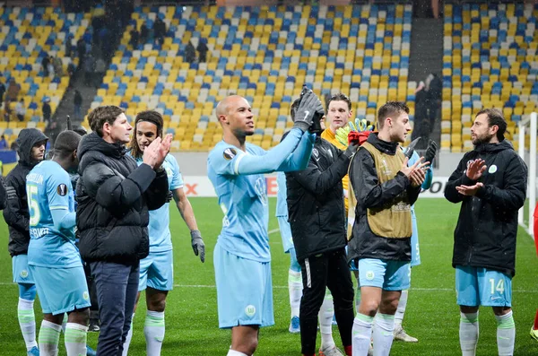 Lviv Ukraine November 2019 Wolfsburg Player Victory Uefa Europa League — Stock Photo, Image