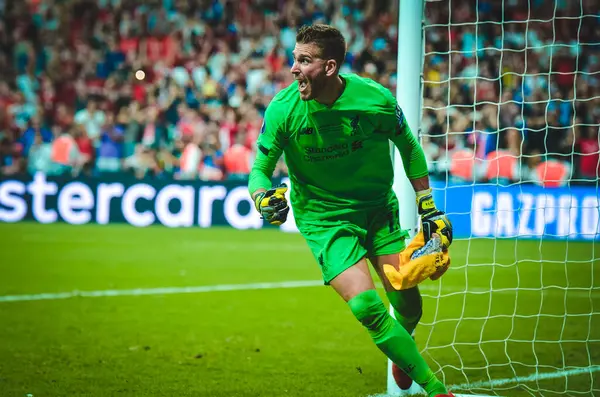 Istanbul Turkey August 2019 Adrian Celebrates Victory Uefa Super Cup — Stock Photo, Image