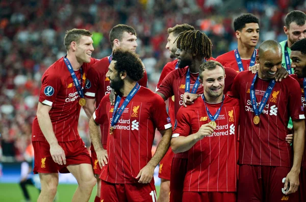 Istanbul Turkey August 2019 Liverpool Footballers Celebrate Victory Award Ceremony — стокове фото