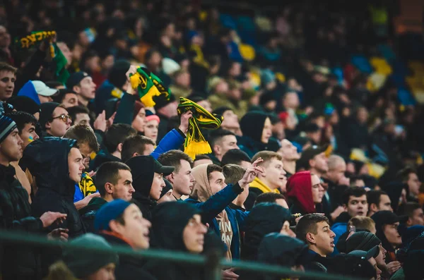Lviv Ucrania Noviembre 2019 Fútbol Americano Ultras Durante Partido Uefa —  Fotos de Stock