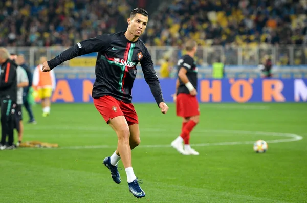 Kyiv Ukraine Outubro 2019 Jogador Cristiano Ronaldo Durante Jogo Qualificação — Fotografia de Stock