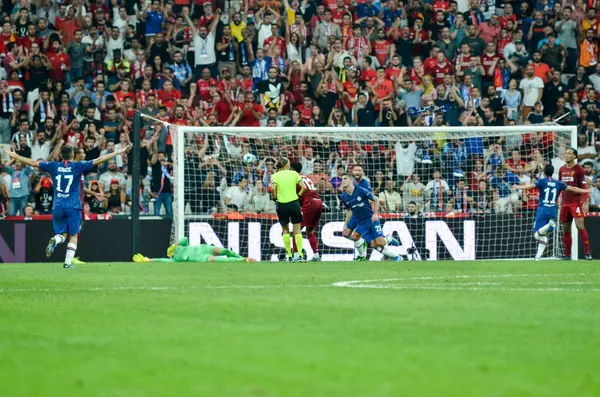 Istanbul Turkiet Augusti 2019 Fotbollsspelare Uefas Super Cup Finalmatch Mellan — Stockfoto