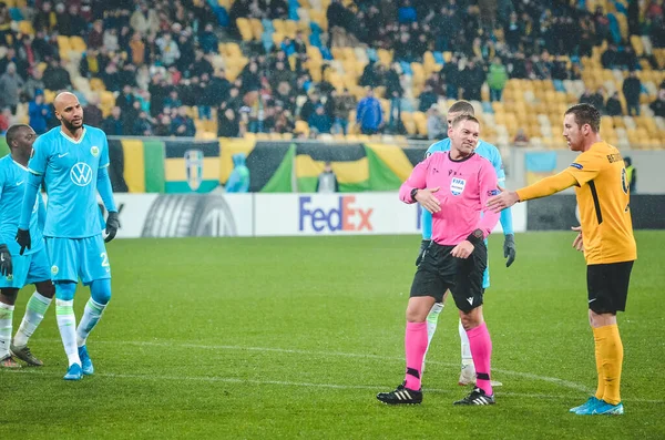 Lviv Ukraine Novembre 2019 Arbitre Manuel Schuttengruber Lors Match Ligue — Photo