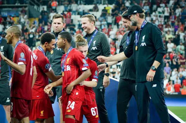 Istanbul Turkey August 2019 Jurgen Klopp Liverpool Team Uefa Super — Stockfoto