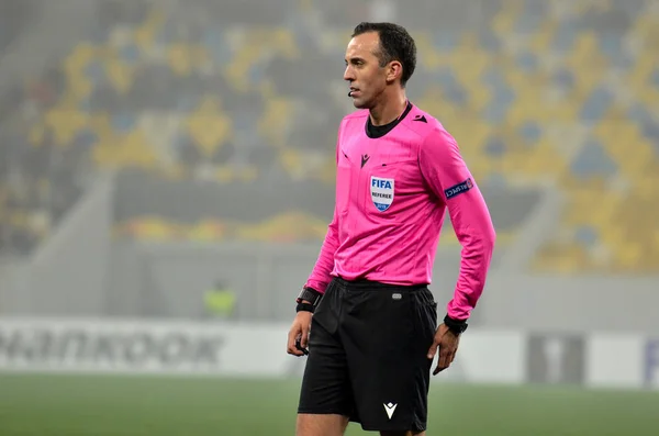 Lviv Ukraine November 2019 Referee Joao Pinheiro Player Uefa Europa — 스톡 사진