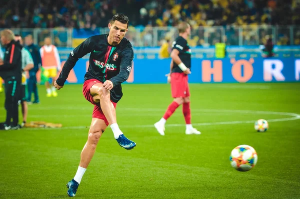 Kyiv Ucrania Octubre 2019 Cristiano Ronaldo Jugador Durante Partido Clasificatorio — Foto de Stock