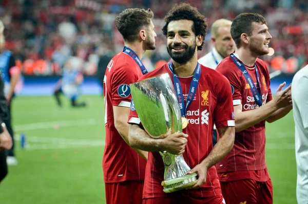 Istanbul Turkey August 2019 Mohamed Salah Celebrate Uefa Super Cup — стокове фото