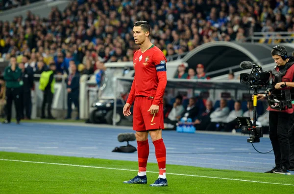 Kiev Oekraïne Oktober 2019 Cristiano Ronaldo Speler Tijdens Kwalificatiewedstrijd Uefa — Stockfoto